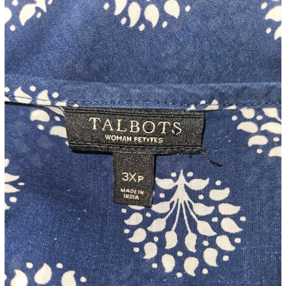 Talbots Tunic Blouse Women 3XP Blue Embroidered Cotton Boho Coastal Grandma Airy - Picture 8 of 9